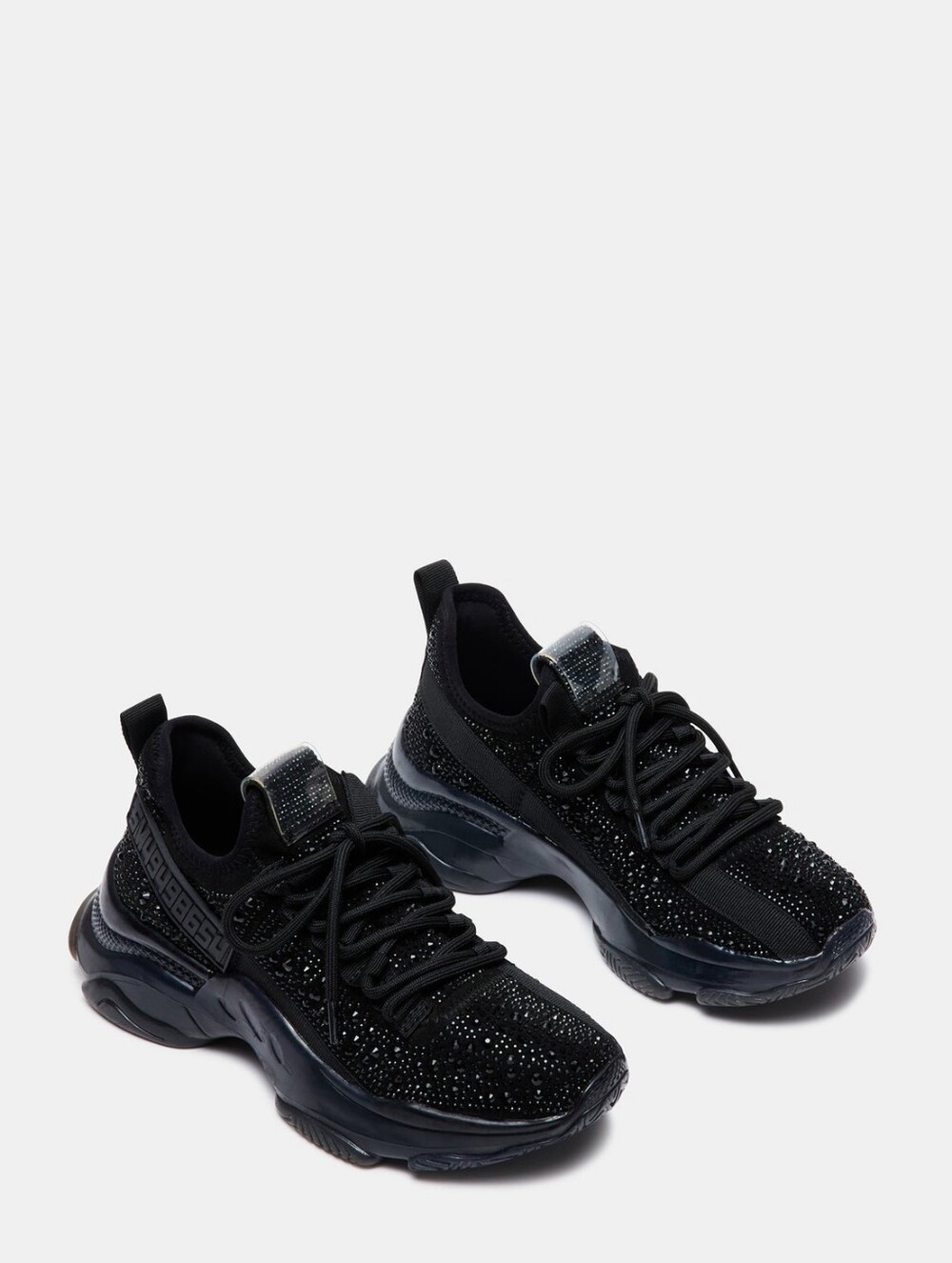 Steve Madden Maxima-R Black Rhinestone Sneakers Size 9